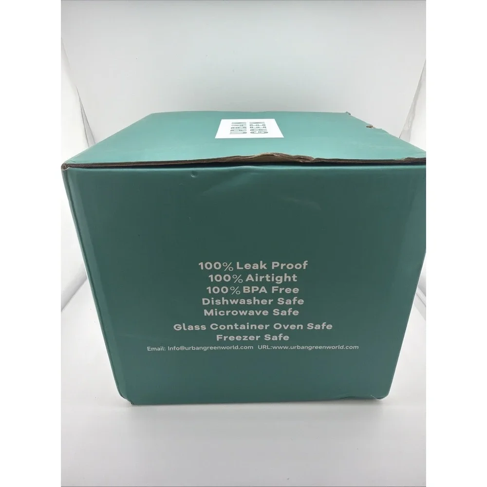 Urban Green Glass Food Container Set with Lid, 3 Pack, White Sand-SQ-3p